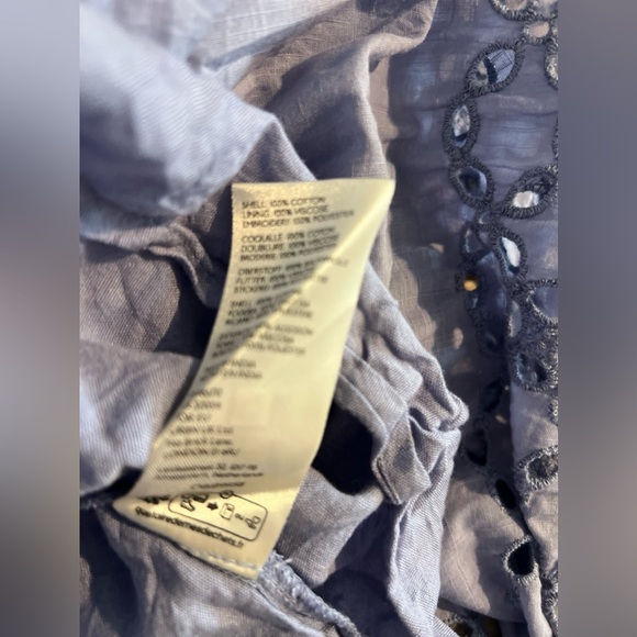 Free people smocked blue maxi eyelet dress blue size small - Picture 10 of 12